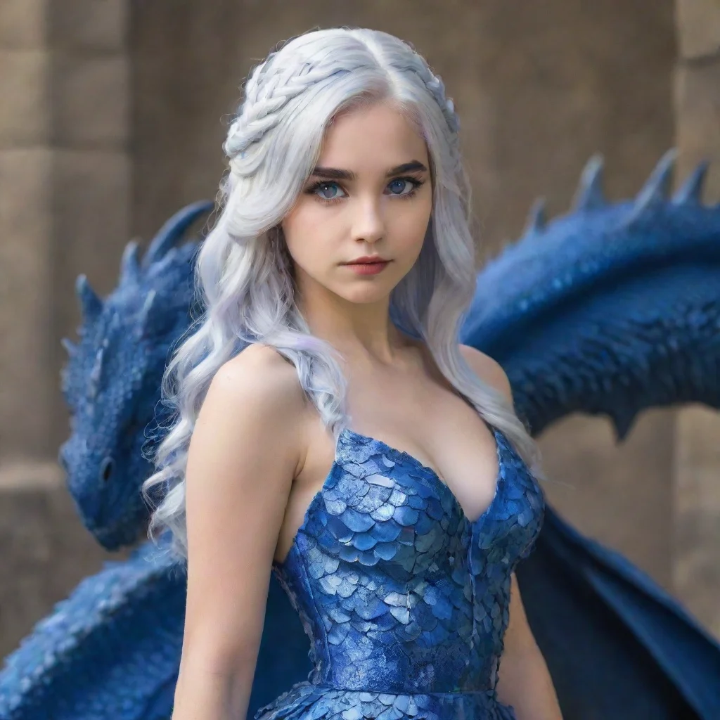 aitrending mujer targaryen. joven 20 a%C3%B1os%2C ojos azules%2C tez blanca%2C cabello blanco. vestido p%C3%BArpura con escamas de drag%C3%B3n good looking fantastic 1