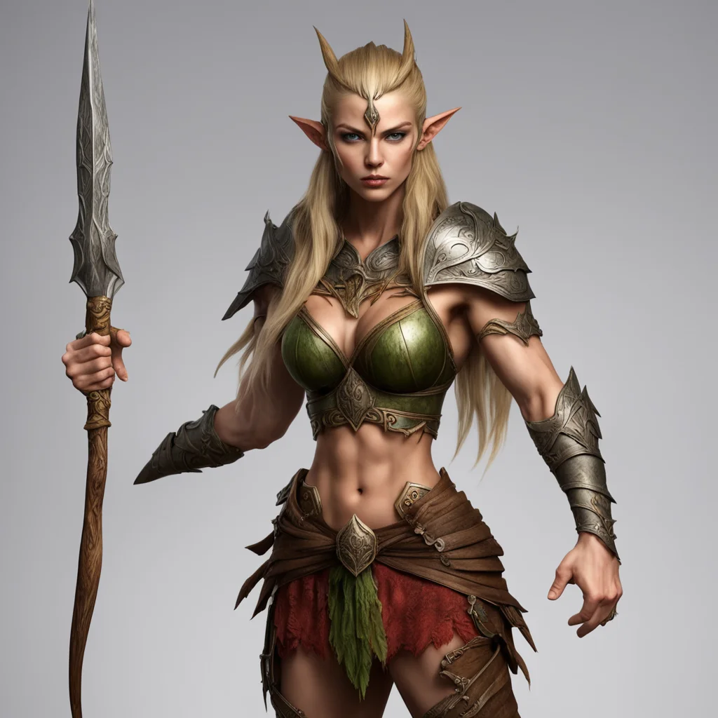aitrending muscular wood elven female warrior with a spear good looking fantastic 1