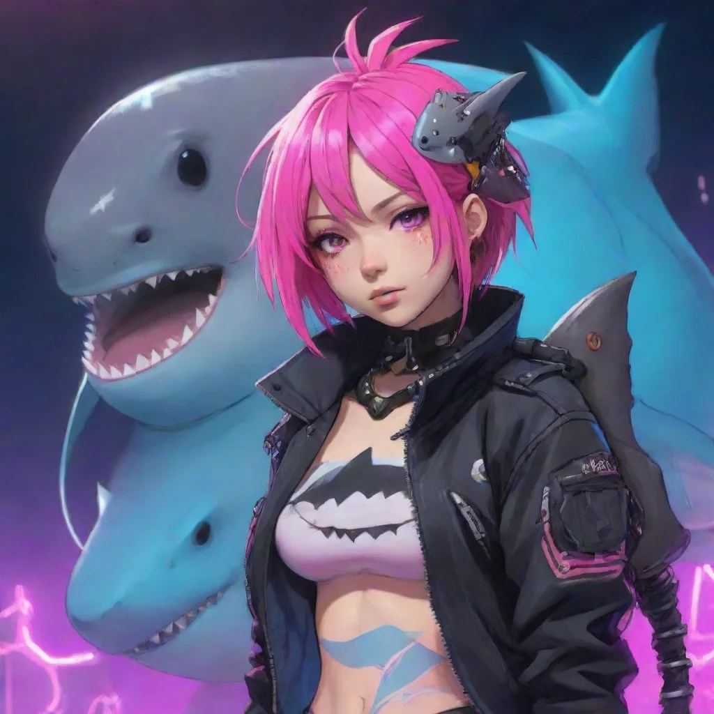 aitrending neon punk anime human and shark good looking fantastic 1