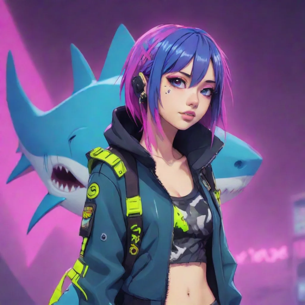 aitrending neon punk anime human shark good looking fantastic 1