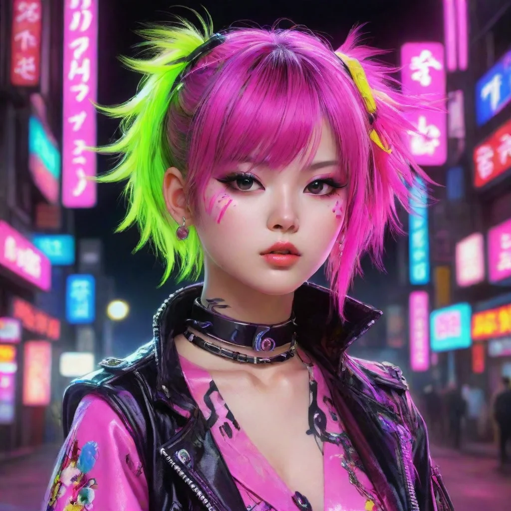 trending neon punk beauty grace digital art japanese good looking fantastic 1