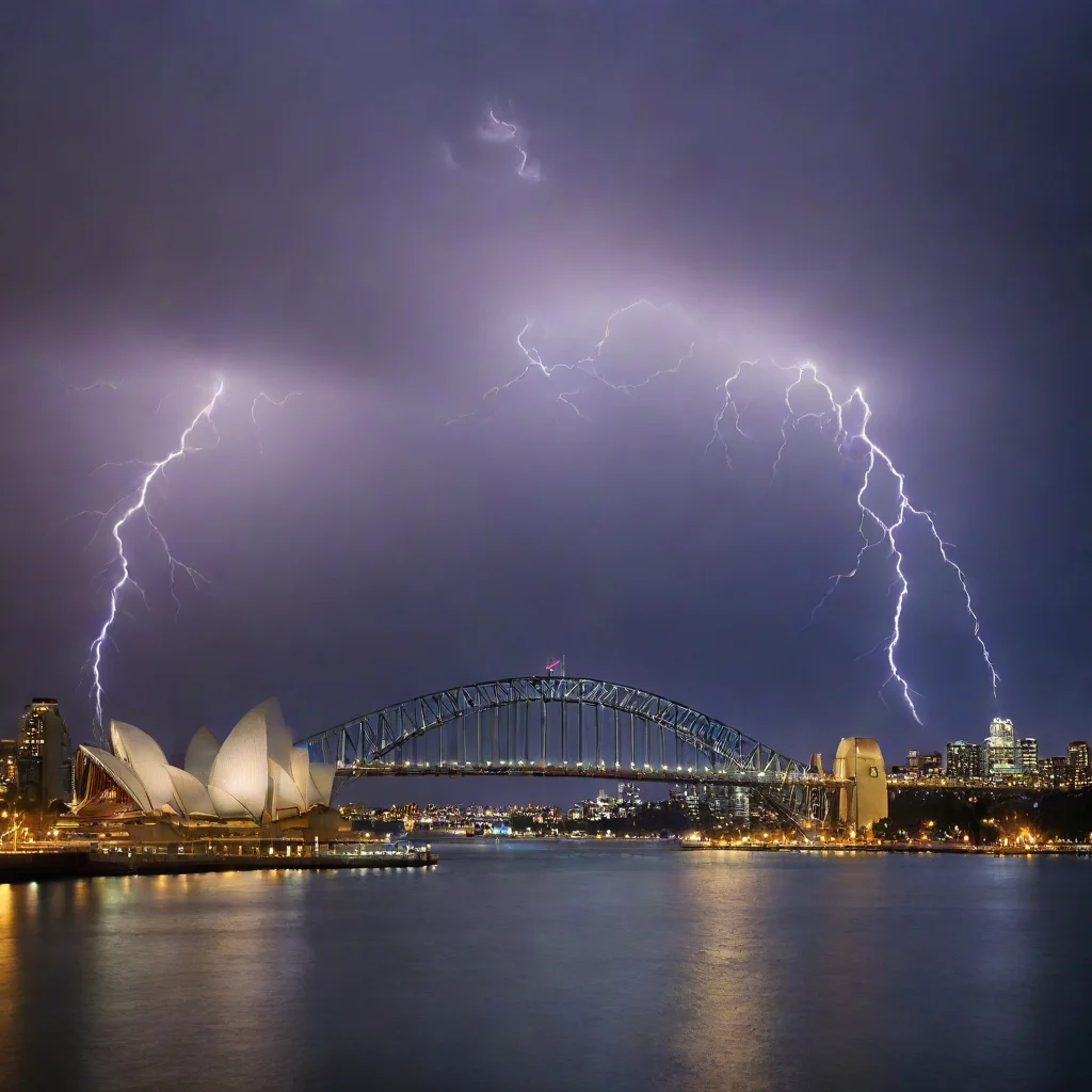 trending night scenes of sydney opera house and harbour bridge with thunder lighting  good looking fantastic 1