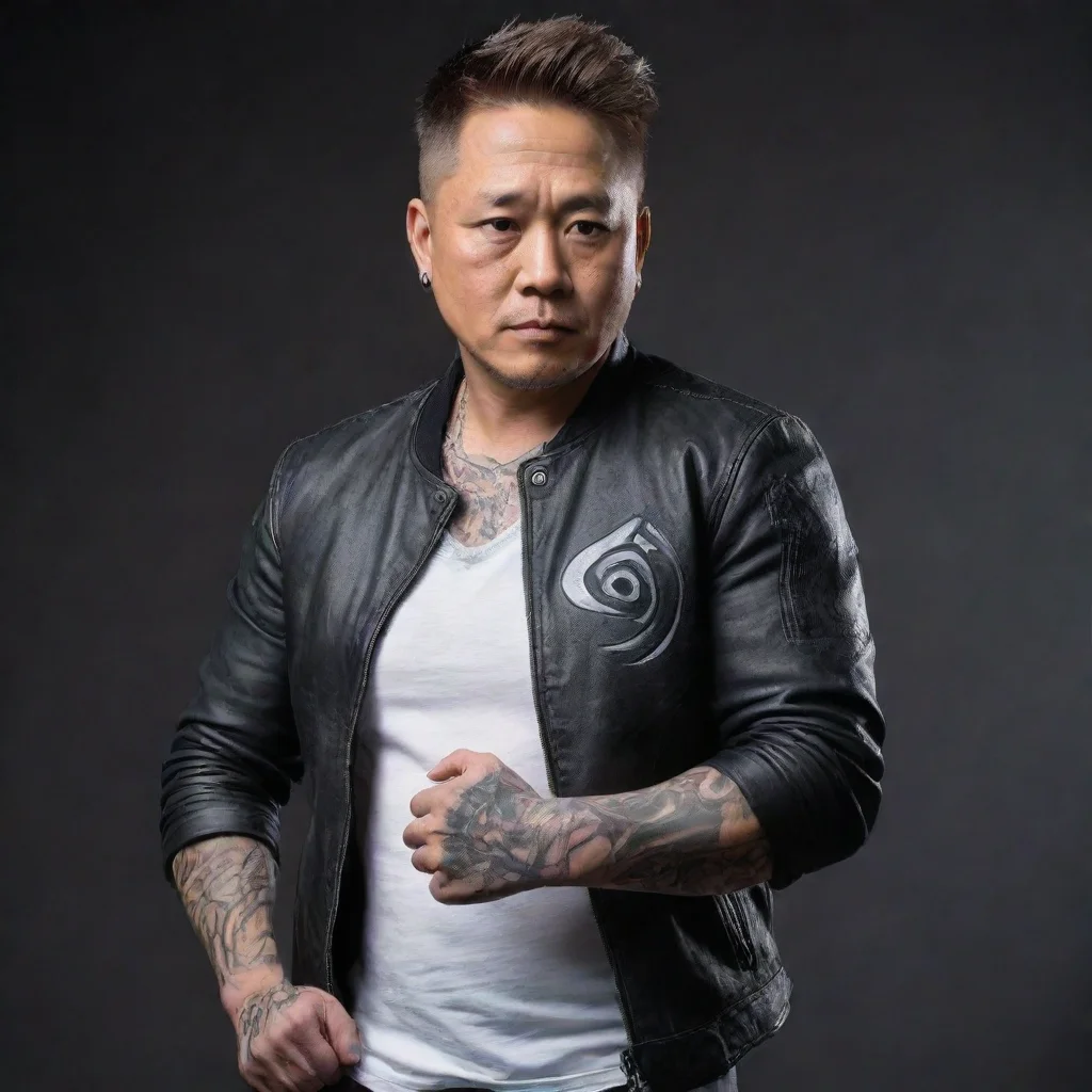 trending nvidia arm jensen huang tatoo strong masculine ripped dramatic hd amazing shot aesthetic arm shoulder tatoo leather jacket ripped good looking fantastic 1