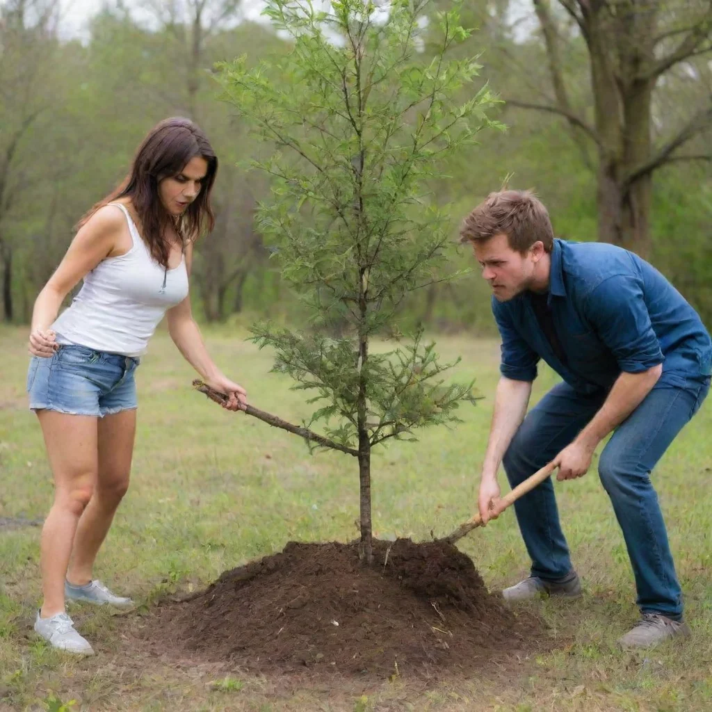 aitrending one guy and a girl planting a tree being angry good looking fantastic 1