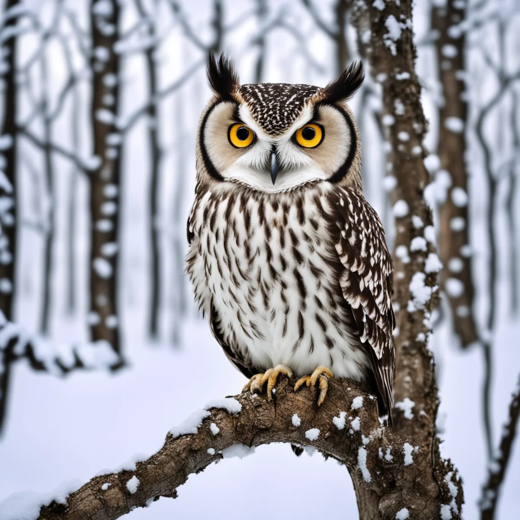 trending owl sits in tree in winter forest good looking fantastic 1