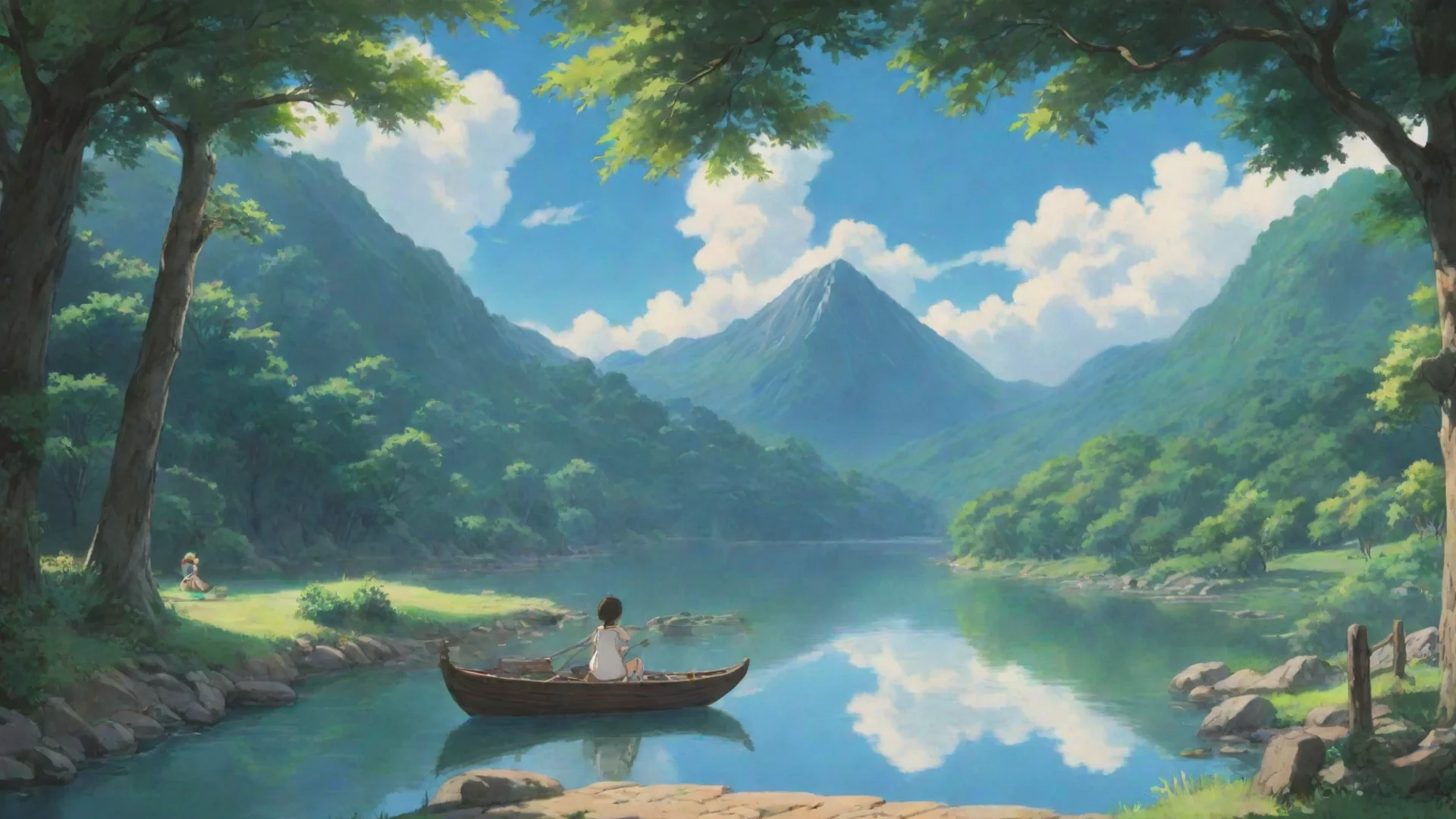 aitrending peaceful serene anime ghibli scene relax good looking fantastic 1 wide