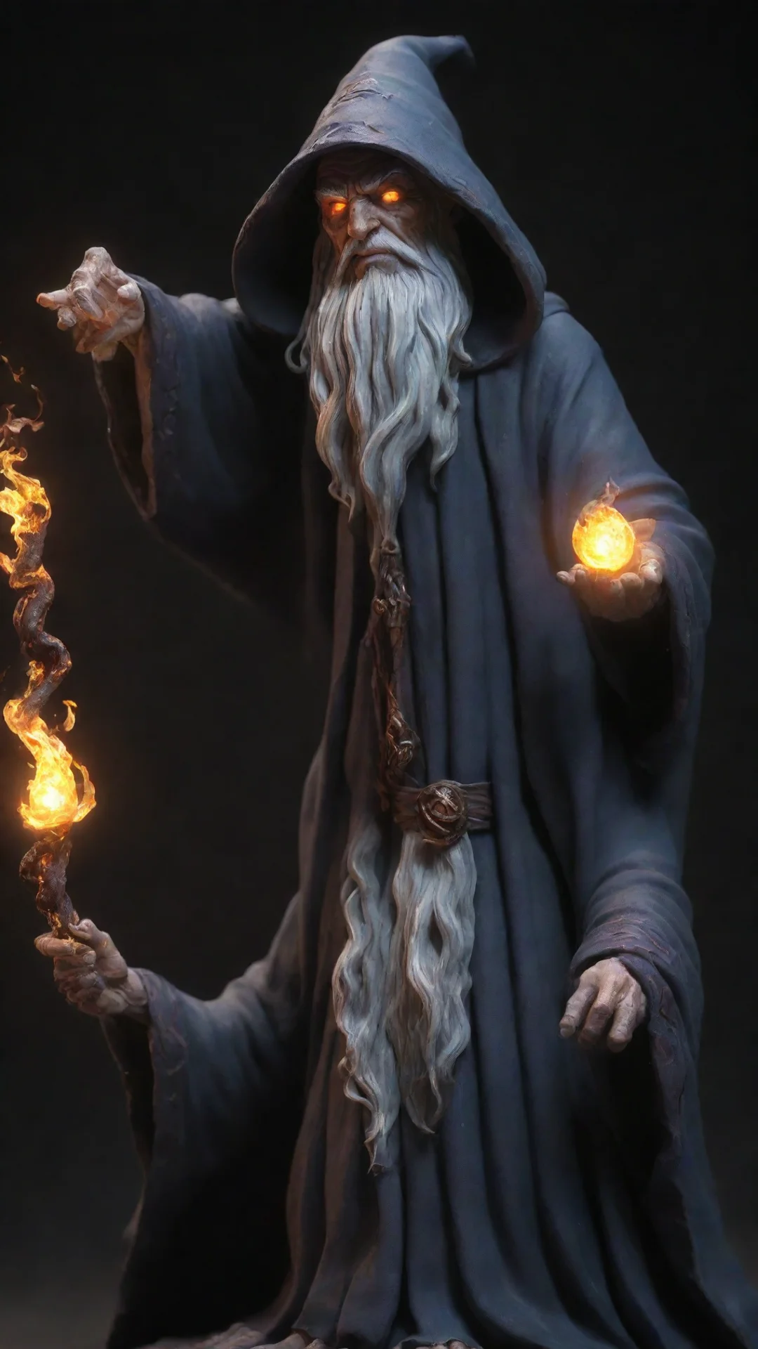 aitrending perfect 3d sculplture of an arcane wizard with glowing eyes%2C sculpted in zbrush good looking fantastic 1 tall