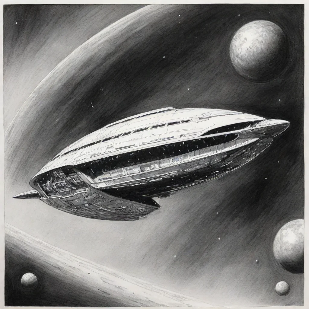 aitrending perry rhodan a spheric spaceship is flying in space%2C ink drawing good looking fantastic 1