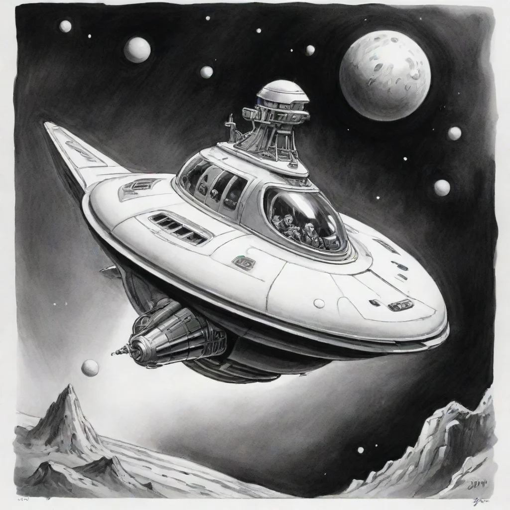 aitrending perry rhodan spheric small spaceship ink cartoon style art   good looking fantastic 1