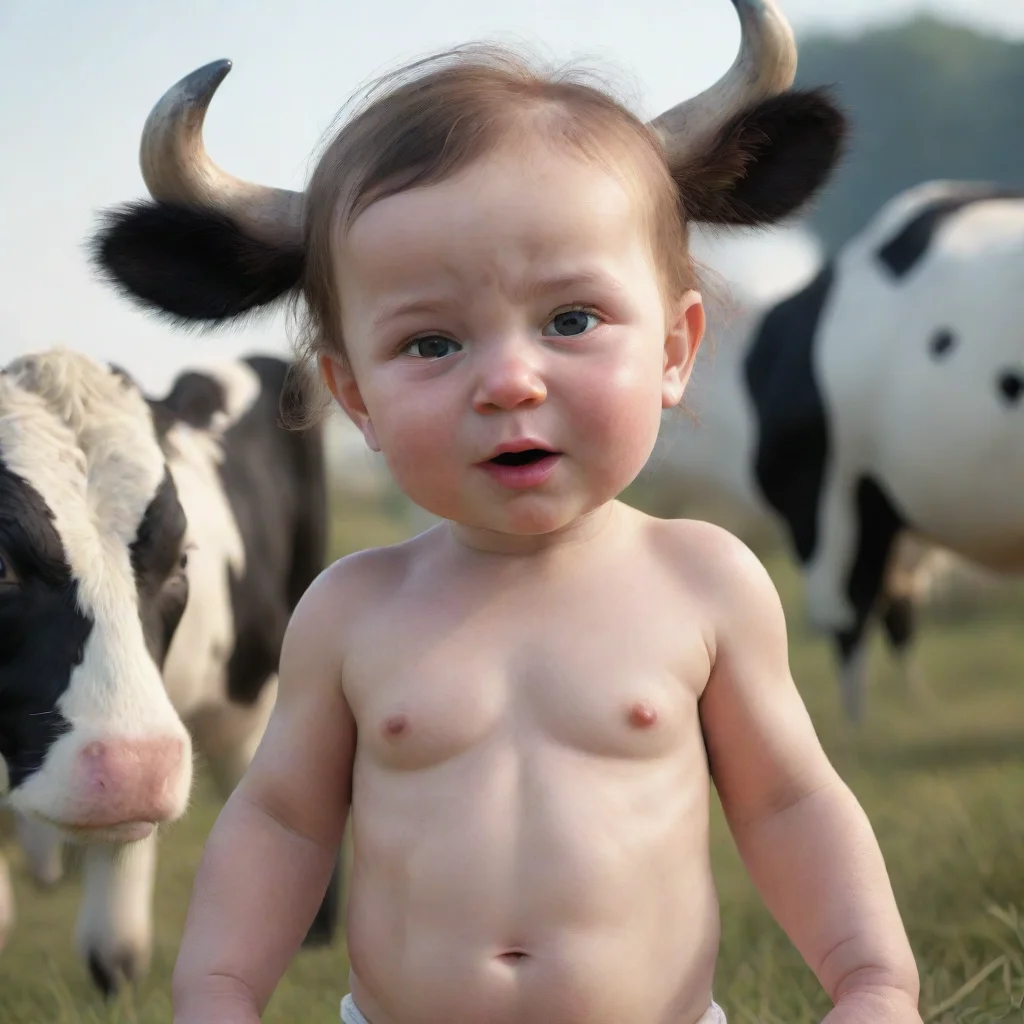 trending photorealistic hd detailed 8k human  baby girl with cow body and cow head hot look and cow face and cow body good looking fantastic 1