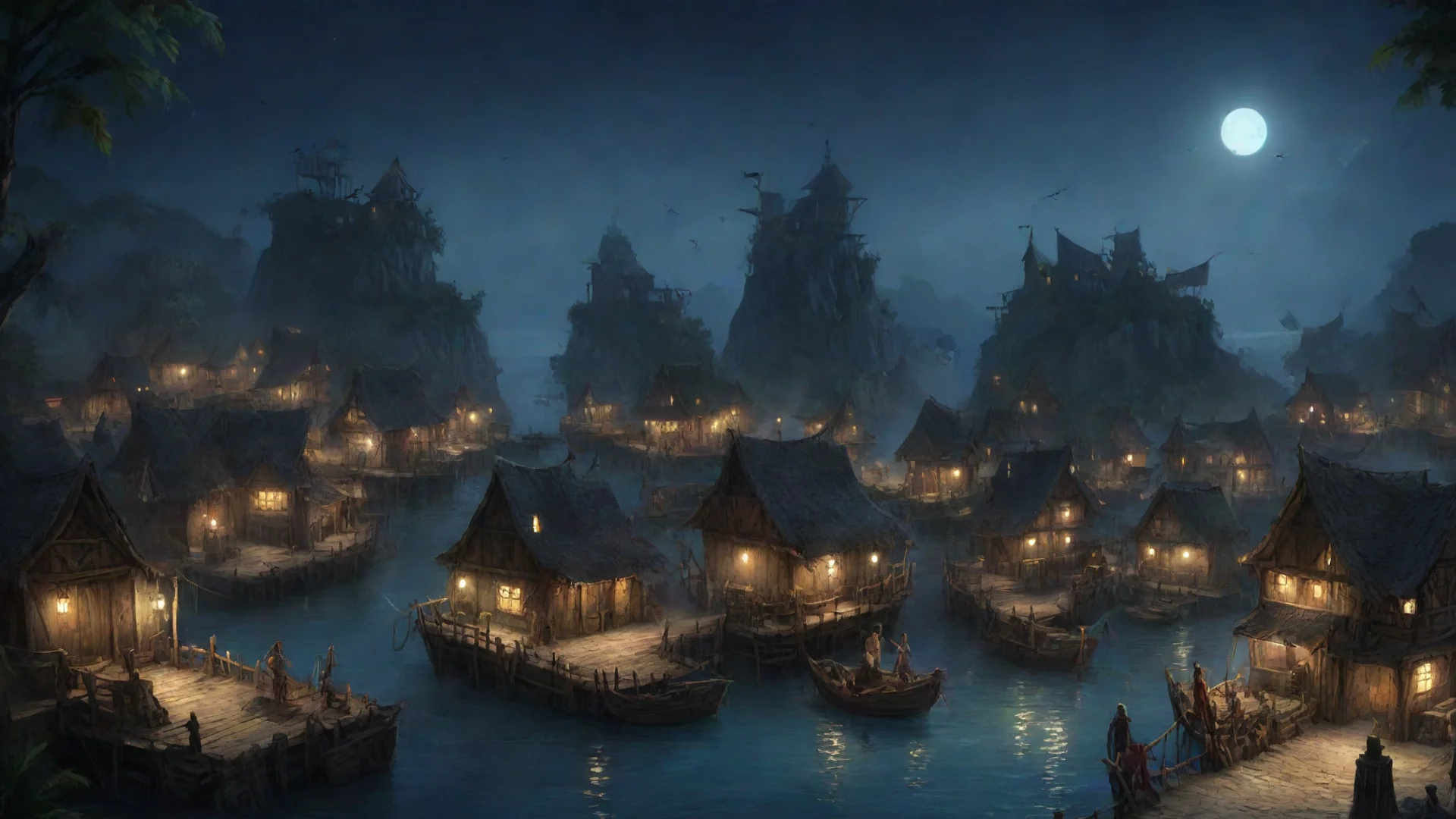 aitrending pirate village by night concept art good looking fantastic 1 wide