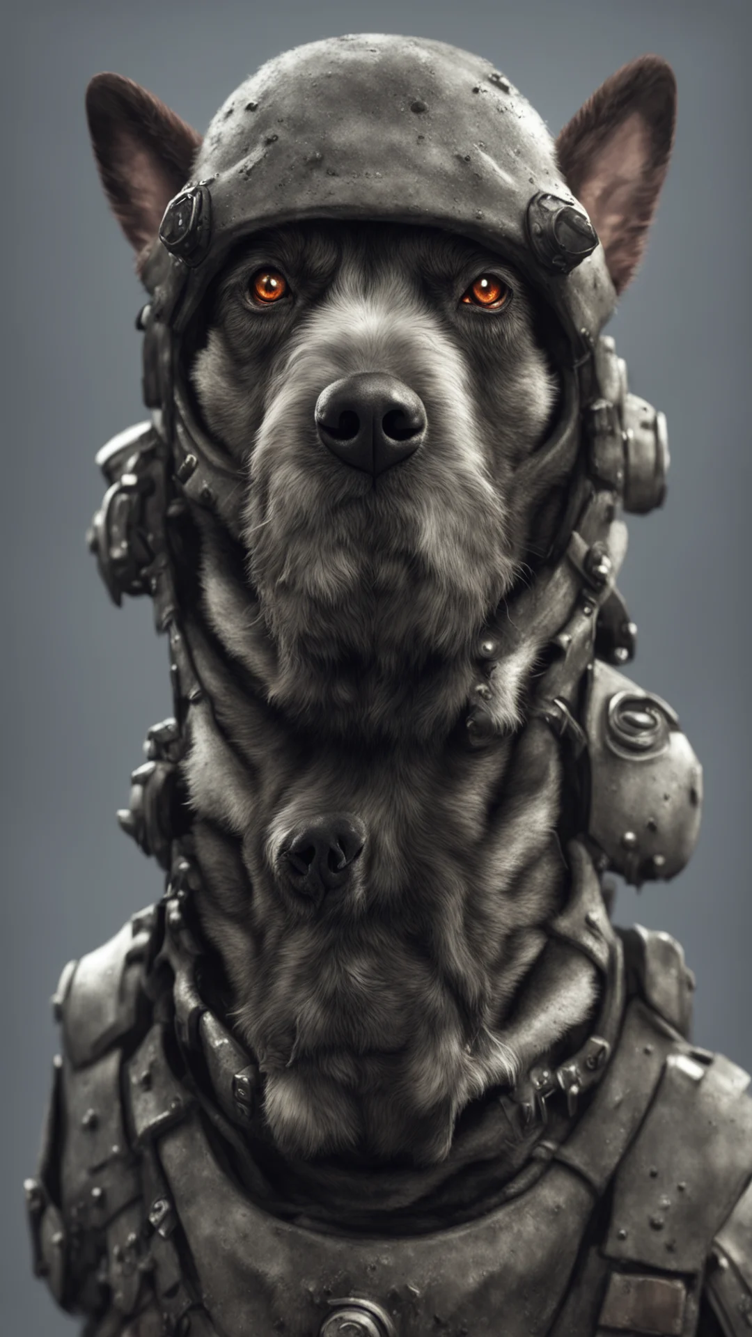 aitrending plague dog trooper staring directly into the camera in focus concept art ultra detailed trending on artstation 35mm good looking fantastic 1 tall