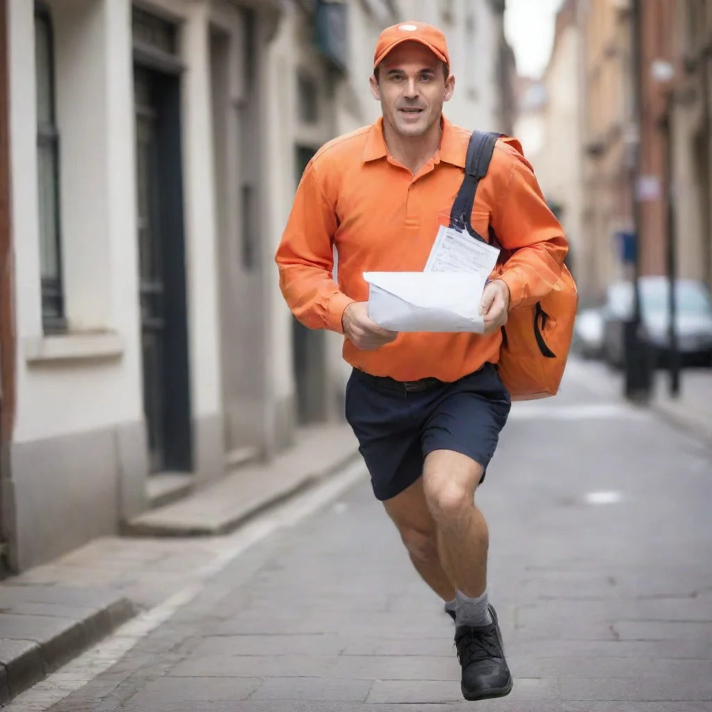 aitrending postman running with one mail without any bag on his bag good looking fantastic 1