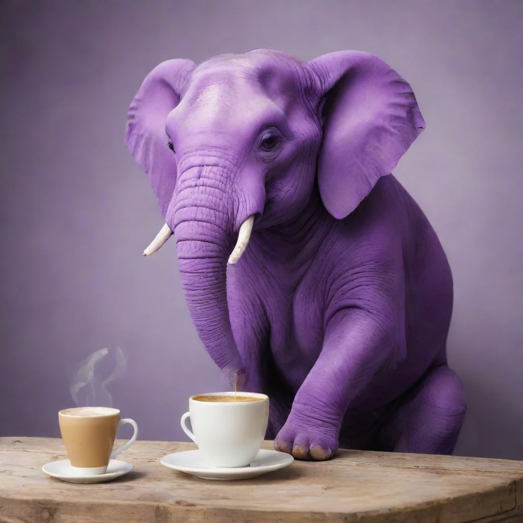 aitrending purple elephant having coffee  good looking fantastic 1