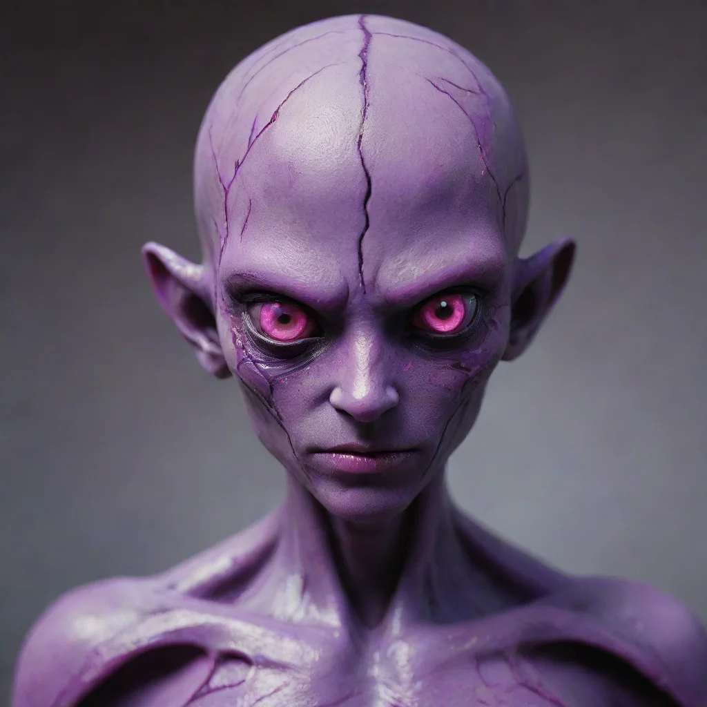 aitrending purple humanoid with no mouth%2C purple eyes with bright pink sclera%2C and purple skin with pink cracks. good looking fantastic 1