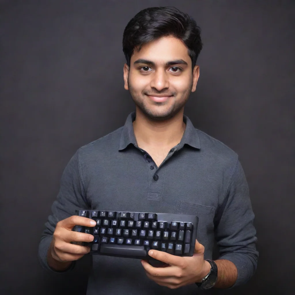 aitrending rakazone gaming aka rishab karanwal holding a keybord with the brand name meckeys good looking fantastic 1