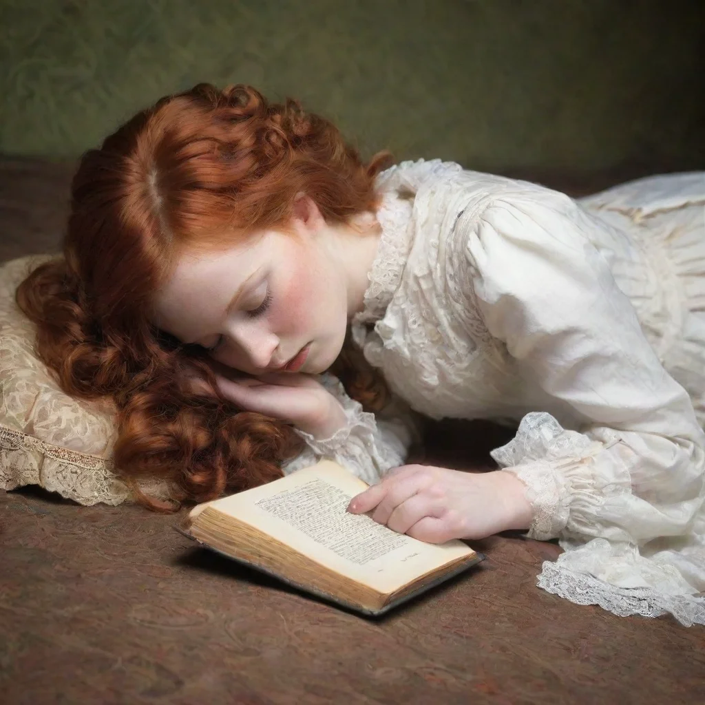 aitrending redhead victorian woman lying face down reading a book good looking fantastic 1