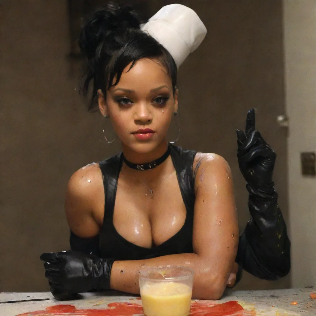aitrending rihanna  love the way you lie with black comfy  nitrile gloves and gun and mayonnaise splattered everywhere good looking fantastic 1