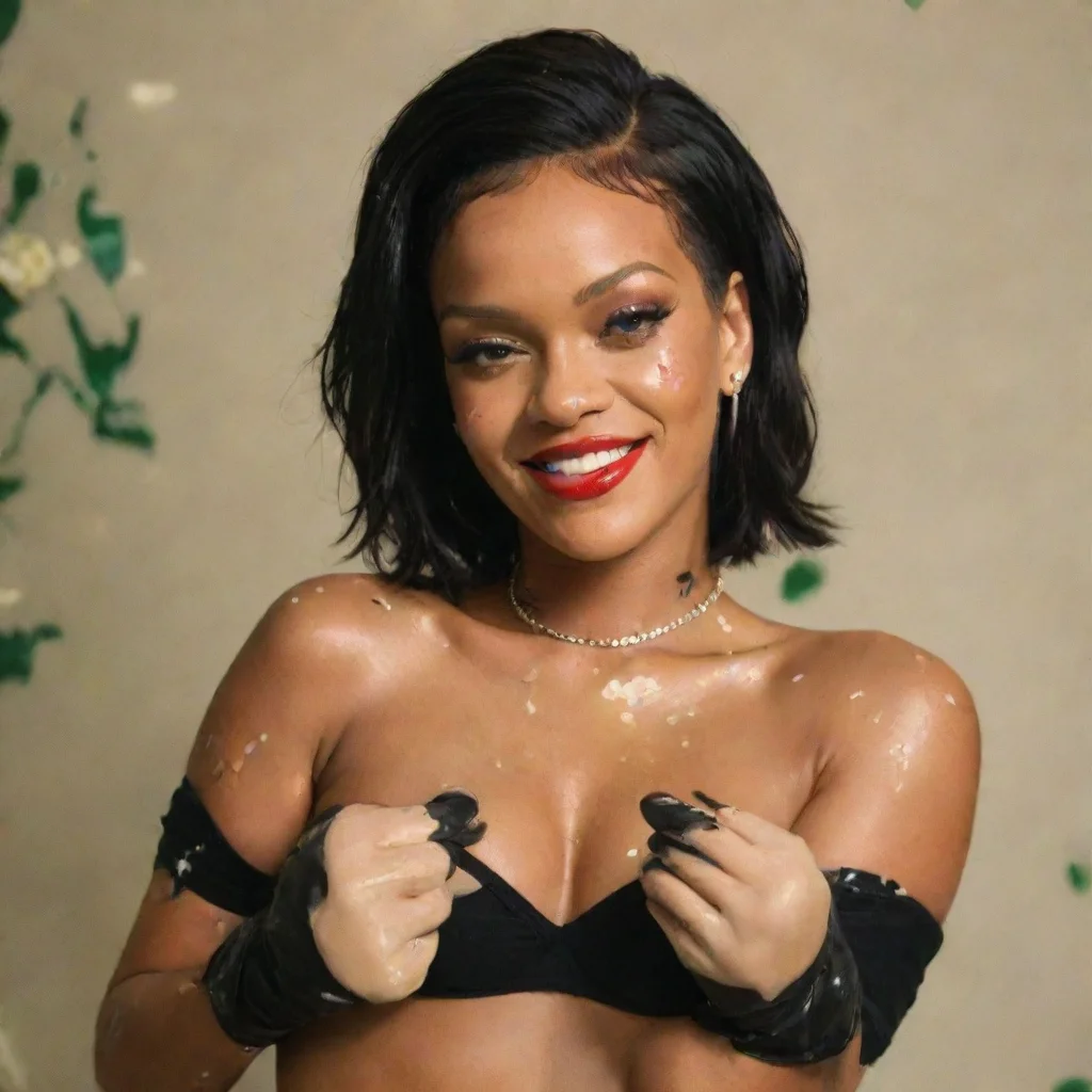 trending rihanna wild thoughts smiling  with black comfy nitrile gloves and gun  and  mayonnaise splattered everywhere good looking fantastic 1