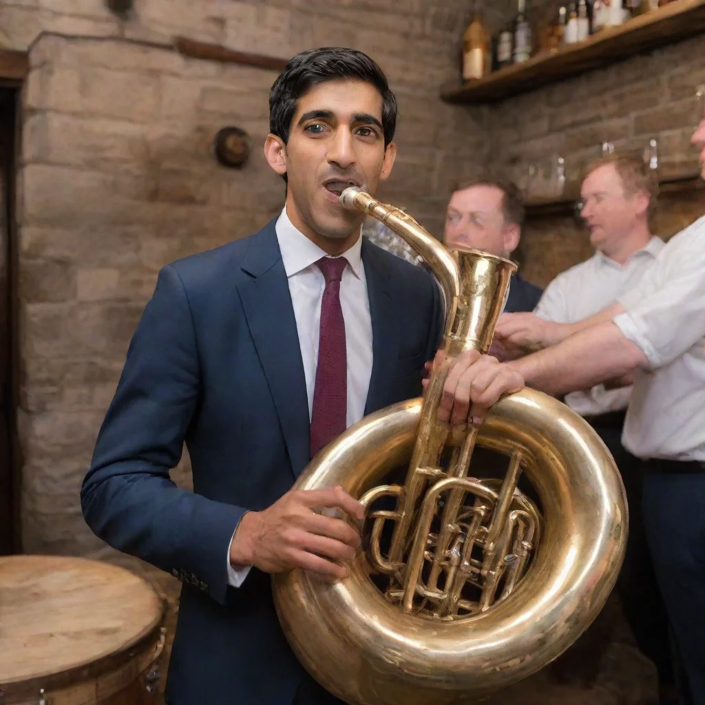 aitrending rishi sunak playing a tuba surrounded by pints of ale good looking fantastic 1