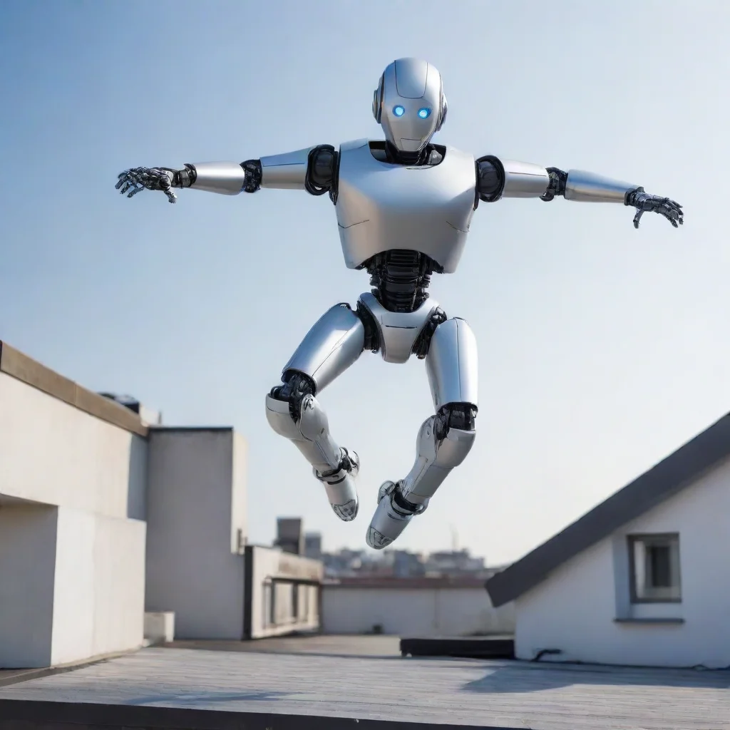 trending robot humanoid jumping of a roof top safely good looking fantastic 1