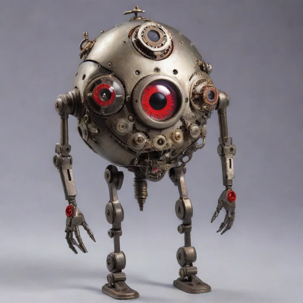 aitrending robot made of antique intrincated mechanical wrist watch movement mechanism with mechanical arms%2C mechanical legs%2C cyclops robot head%2C red cyclops eye good looking fantastic 1