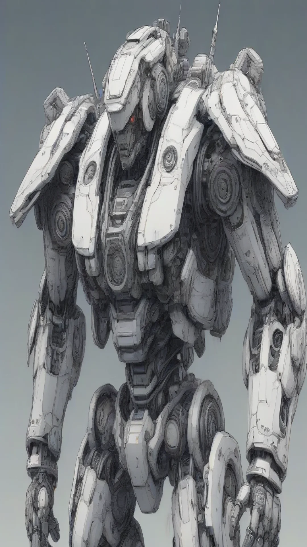 aitrending robot mech mecha ai highly detailed vray cinematic linework drawing of a detailed mech in the style of katsuhiro otomo m good looking fantastic 1 tall