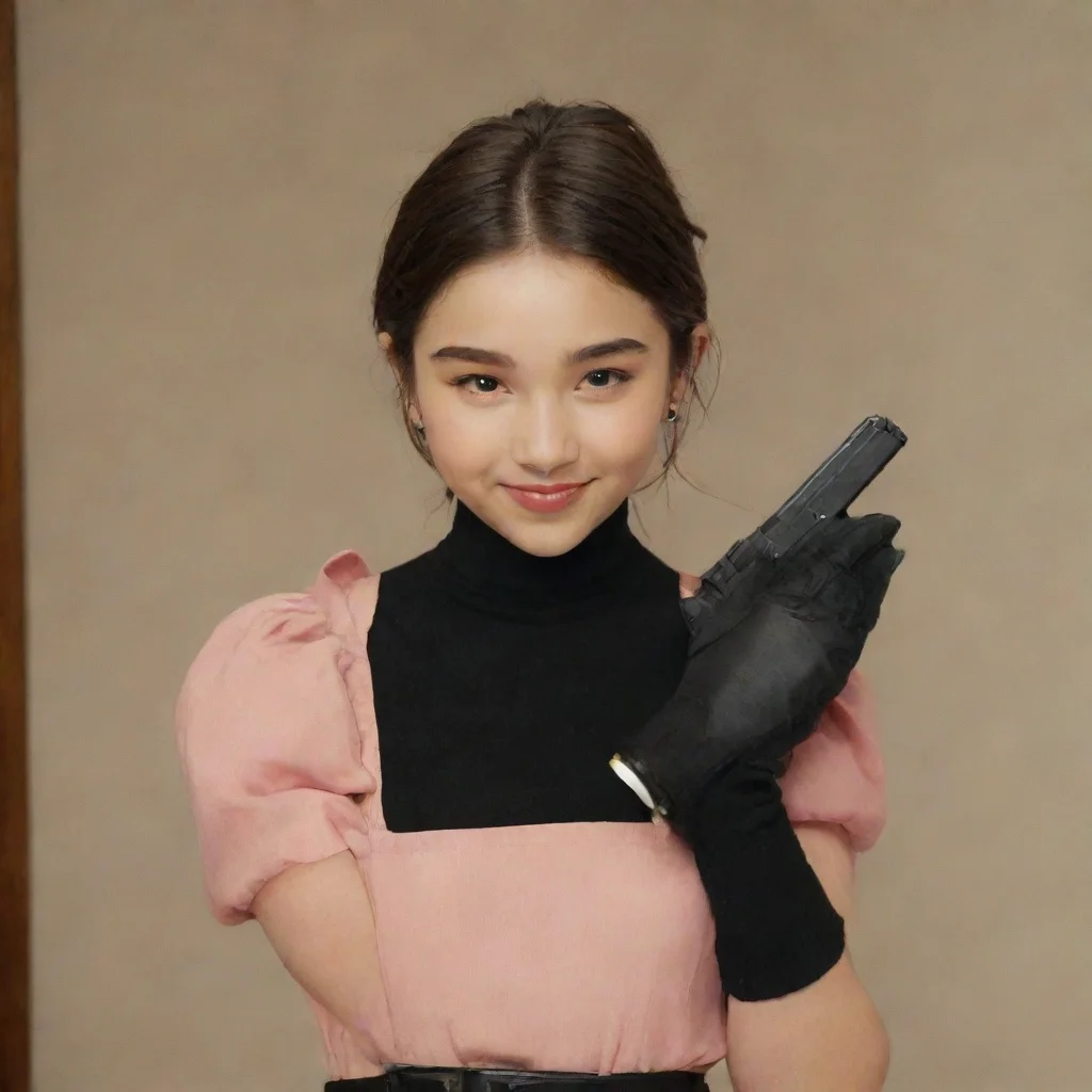 aitrending rowan blanchard smiling with black gloves and gun shooting mayonnaise good looking fantastic 1