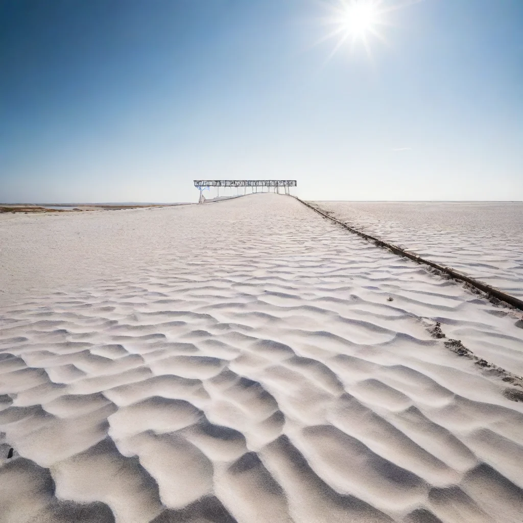aitrending salt field with low dunes%2C clear colors%2C harsh sun%2C a metal structure in the distance%2C like the rests of a bridge%2C cinematic%2C dramatic lighting good looking fantastic 1