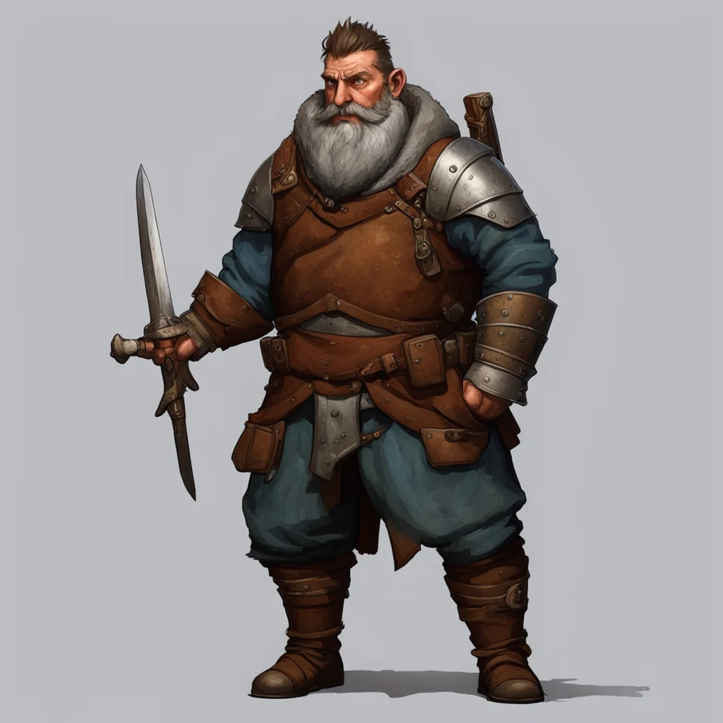 aitrending short and stocky adventurer with medieval gear and large nose good looking fantastic 1