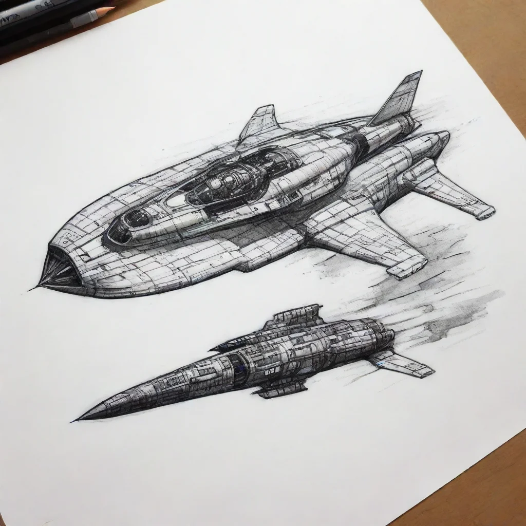 aitrending sketch spaceship ink art good looking fantastic 1
