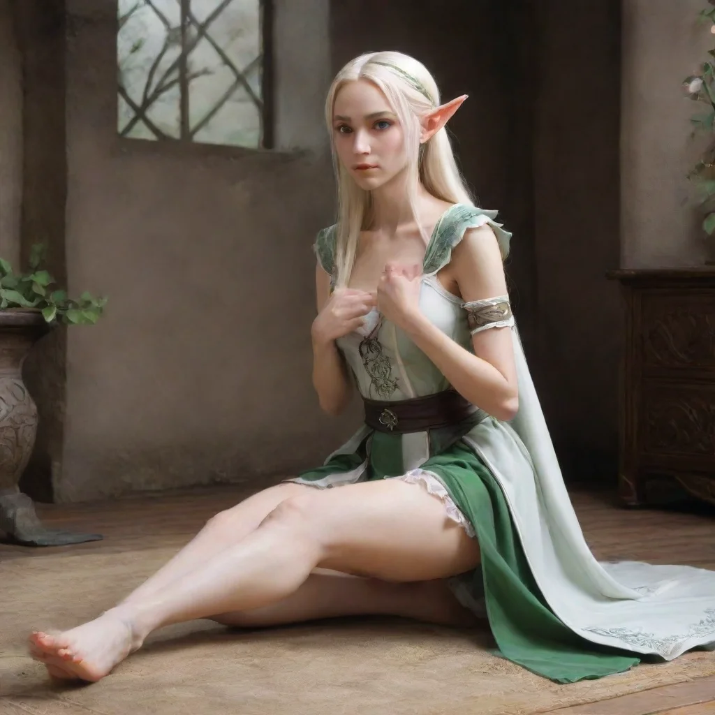 trending skinny elven maid kneels down good looking fantastic 1