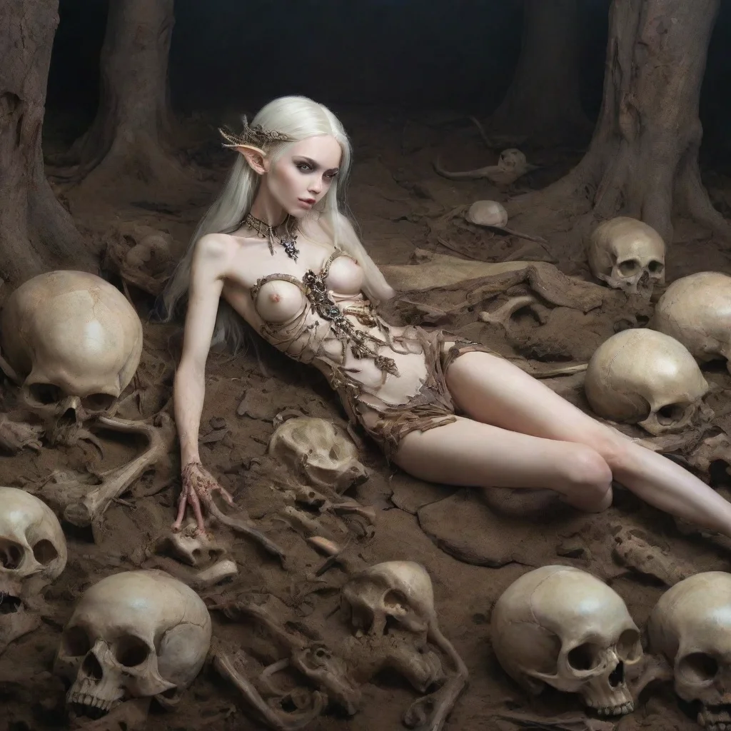 aitrending skinny elven princess lays on bones and skulls good looking fantastic 1