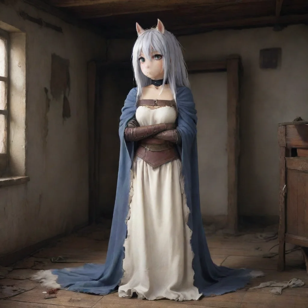 trending slave anthropomorphic horsegirl furry damaged cloth shy sad anime medieval room good looking fantastic 1