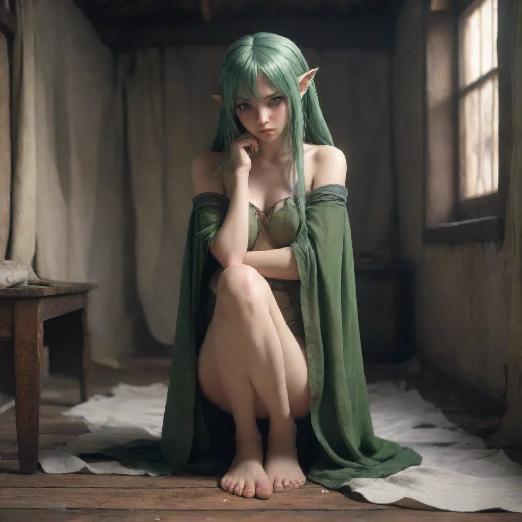 trending slave elf woman damaged cloth shy sad anime medieval room good looking fantastic 1