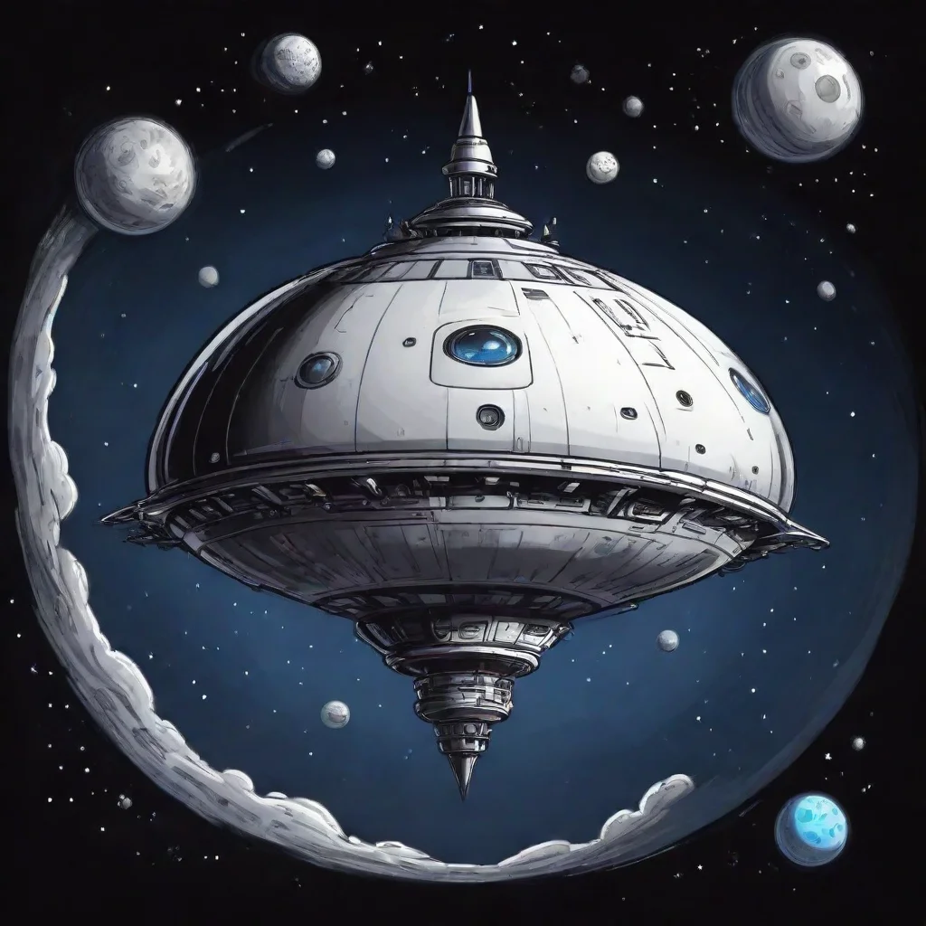 trending spheric full spaceship ink cartoon style art   good looking fantastic 1