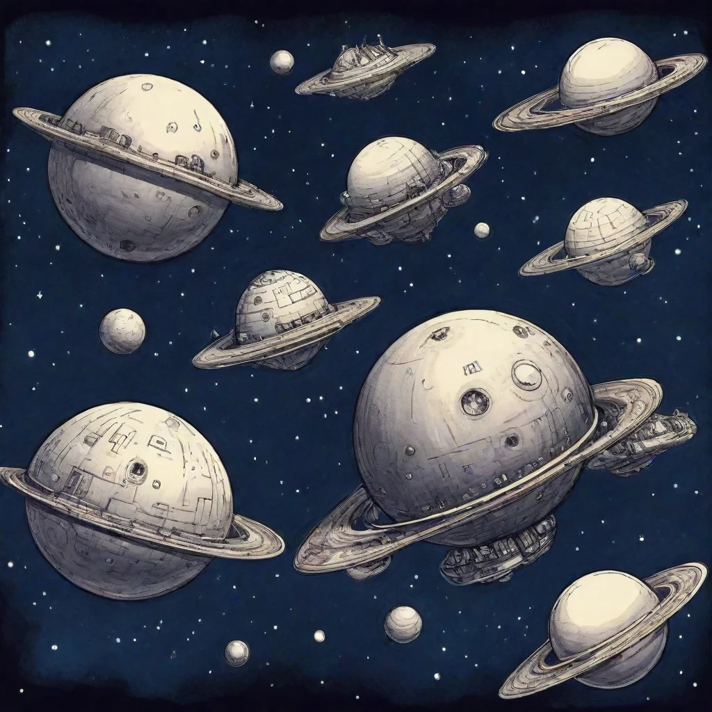 aitrending spheric spaceships ink cartoon style art   good looking fantastic 1