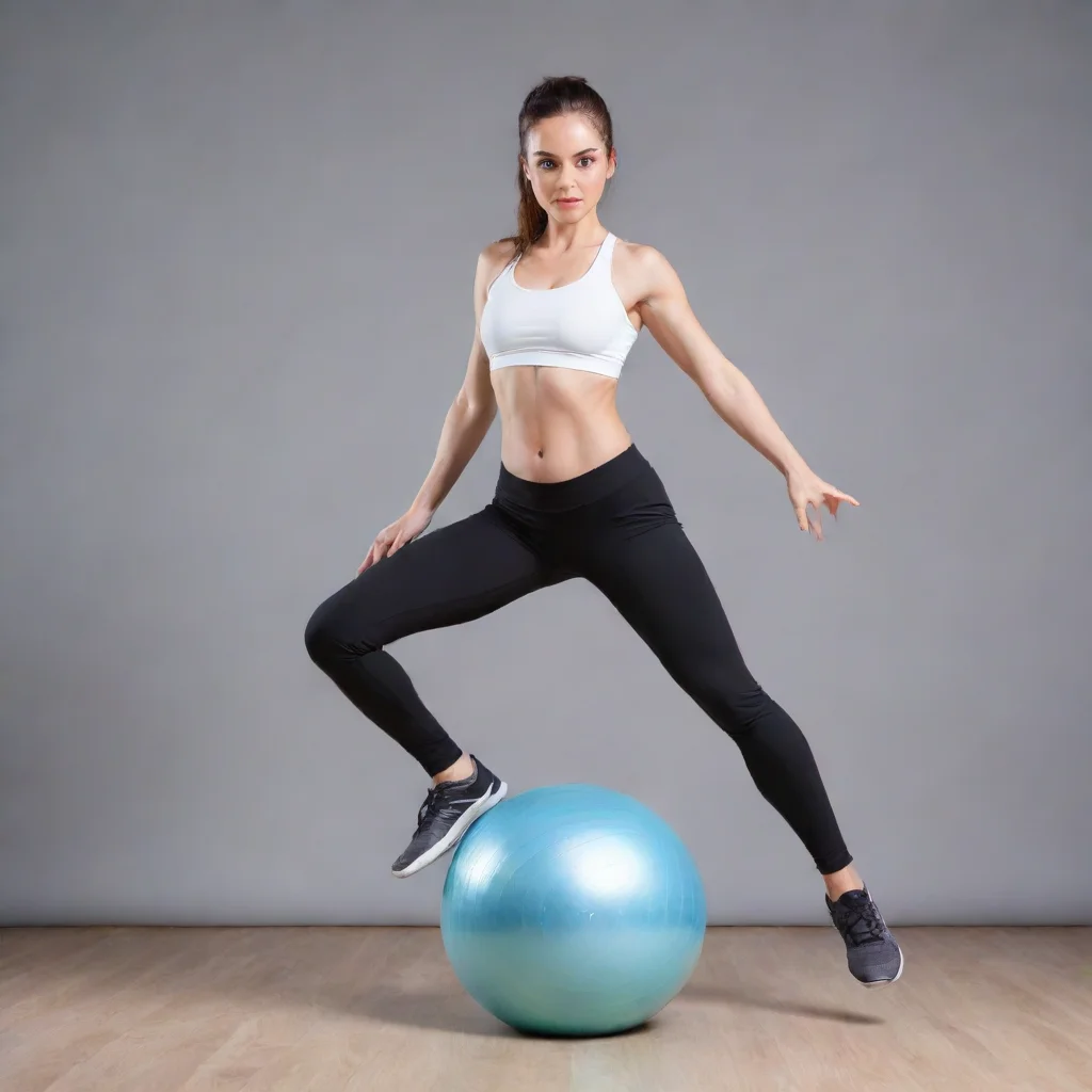 aitrending sport woman try to balance while standing on ball good looking fantastic 1
