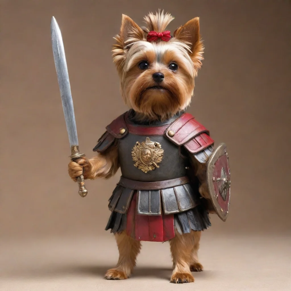 aitrending standing  yorkshire terrier as a roman legionaire with gladius and roman shield good looking fantastic 1