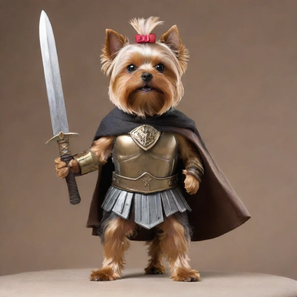 aitrending standing  yorkshire terrier as a spartan warrior good looking fantastic 1