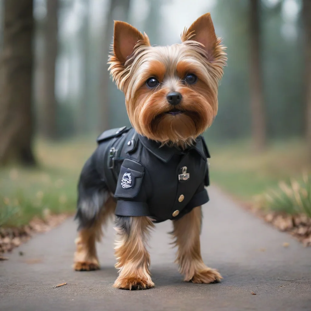 trending standing on two feet yorkshire terrier trooper staring directly into the camera in focus concept art ultra detailed trending on artstation 35mm good looking fantastic 1