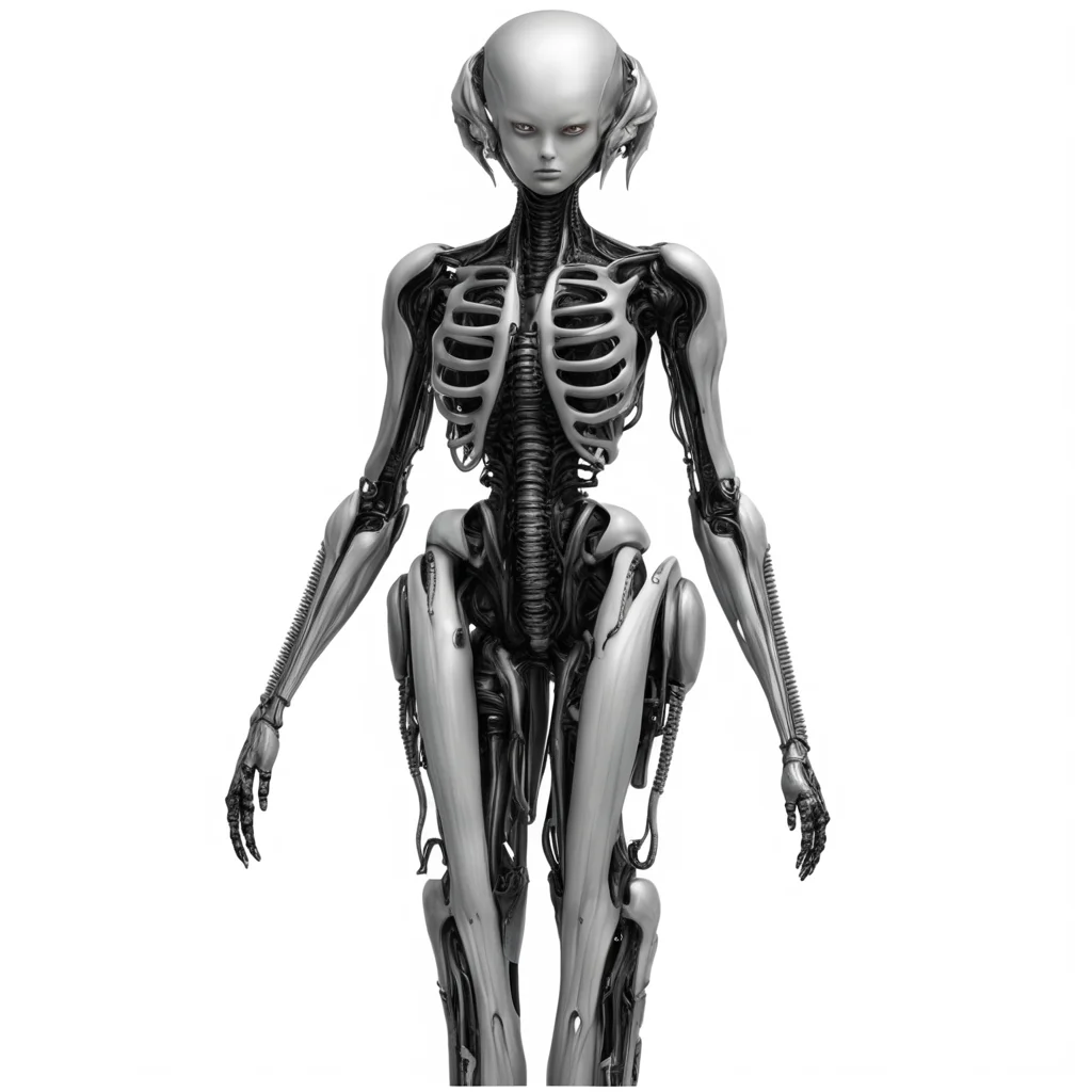 trending standing tall female humanoid giger white background a pose good looking fantastic 1