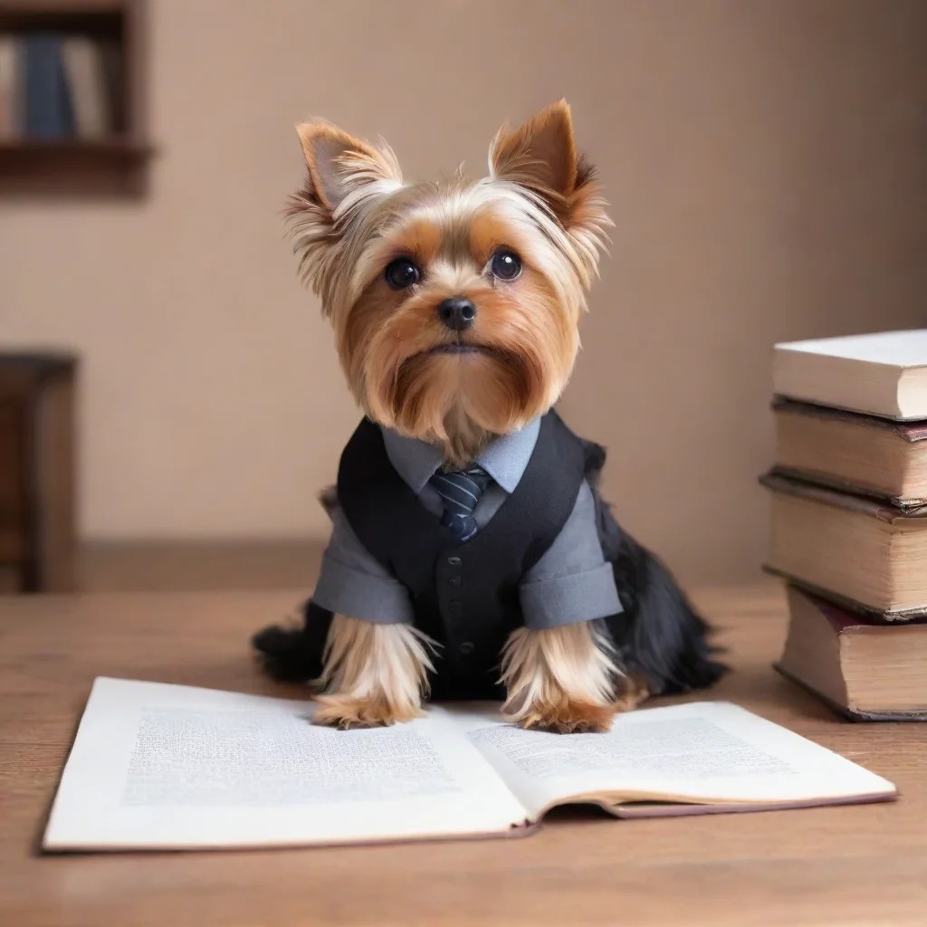 trending standing yorkshire terrier as an intellectual writer good looking fantastic 1