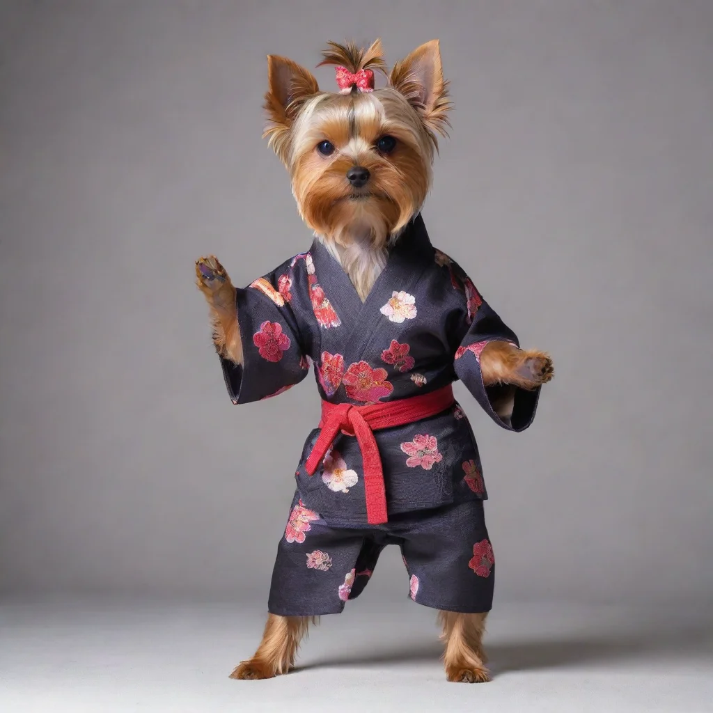 aitrending standing yorkshire terrier in a karateka kimono doing a kata good looking fantastic 1