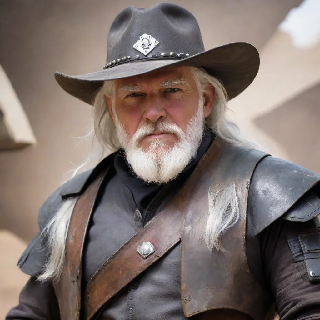 aitrending star wars mercenary%2C 50 year old%2C white hair%2C white beard%2C wearing a cowboy hat%2C wearing sci fi armor good looking fantastic 1