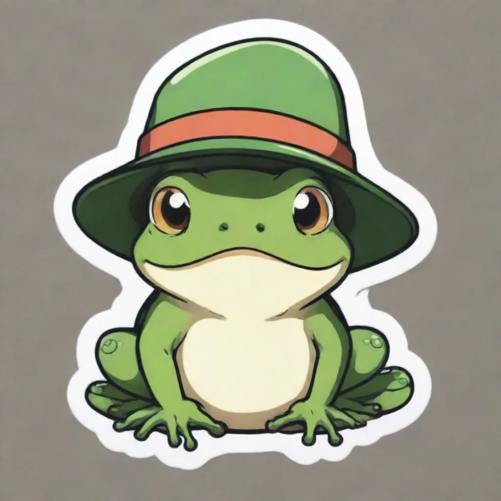 aitrending sticker of anime frog wearing hat%2C white outline good looking fantastic 1