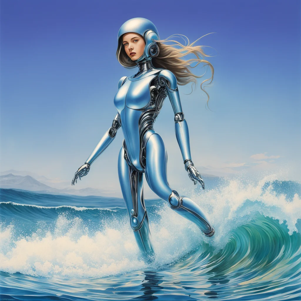 aitrending surfing robot woman by hajime sorayama %E2%80%94h 350 good looking fantastic 1
