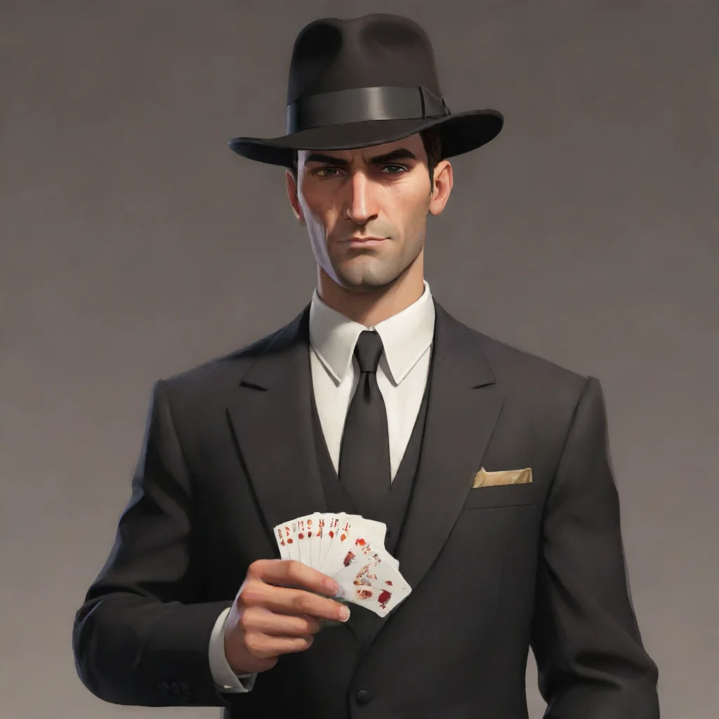 aitrending tf2  a polish man with a gambling addiction%2C in a black suit and tie with a revolver and a pack of cards good looking fantastic 1