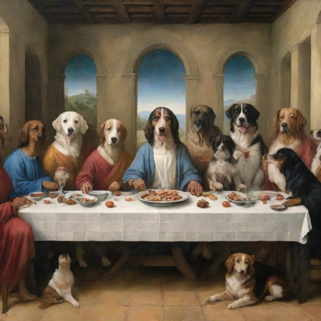 aitrending the picture of th last supper but with dogs good looking fantastic 1