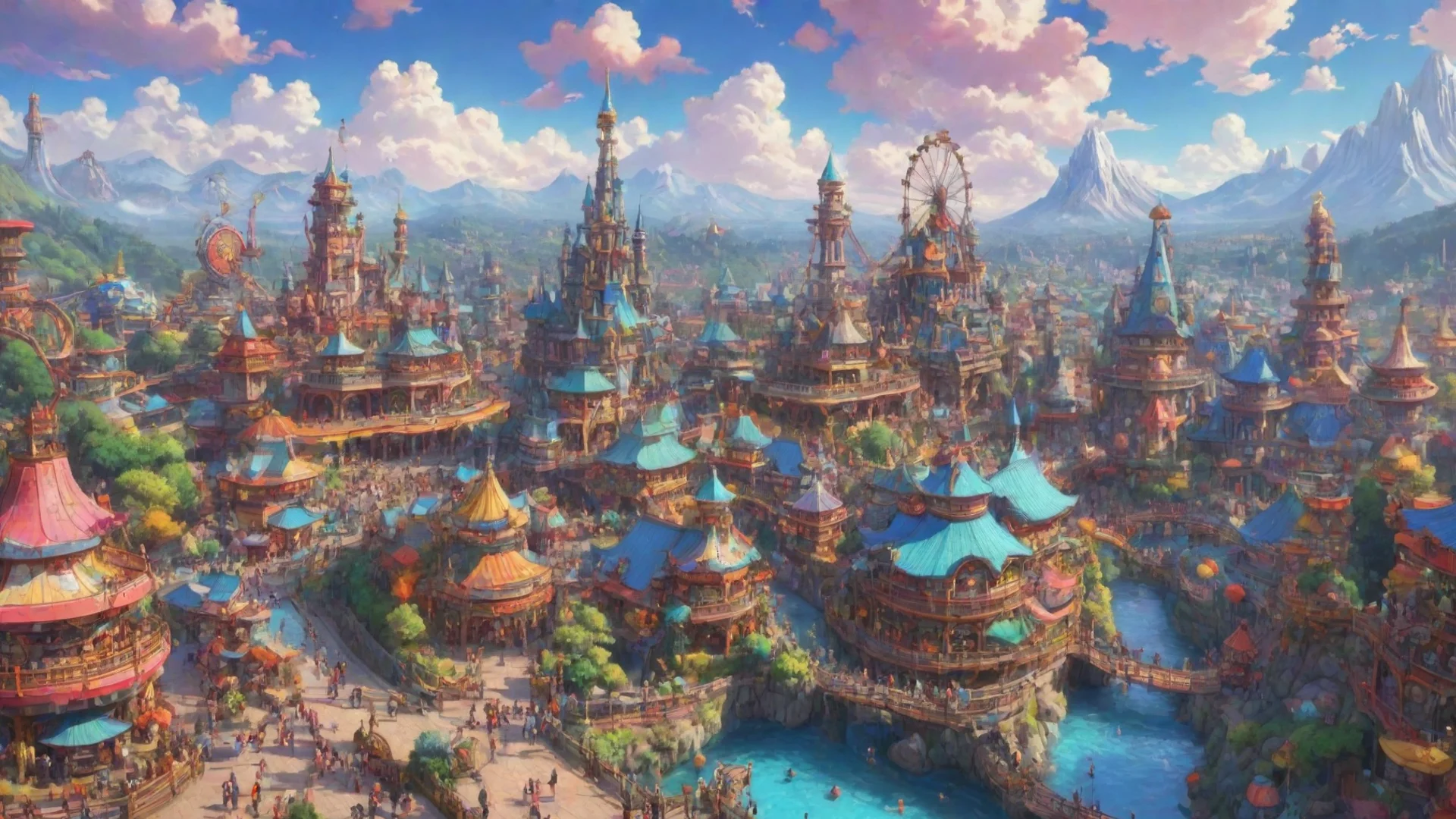 aitrending theme park artistic colorfull happy amazing anime stylized detailed cartoon hd aesthetic good looking fantastic 1 wide